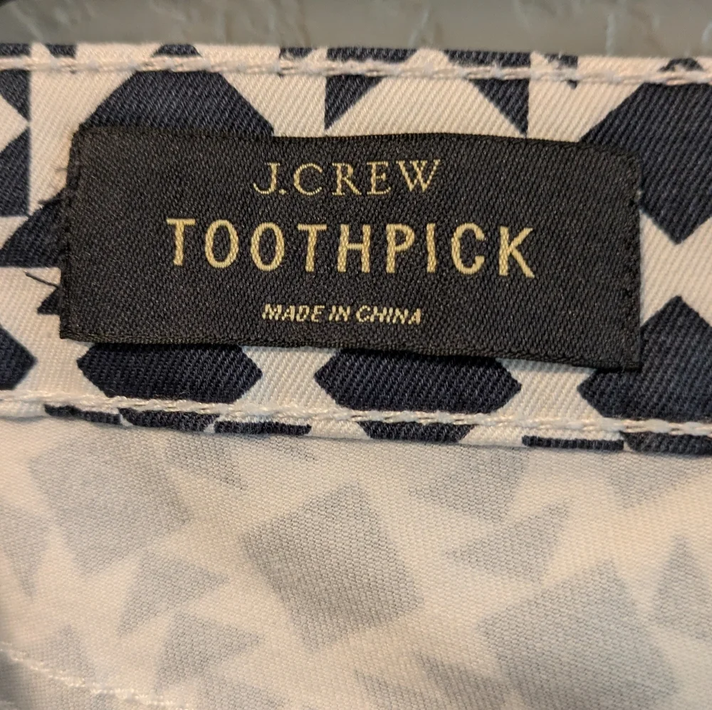 J.Crew Toothpick Black and White Patterned Pants 27 Ankle - Picture 5 of 6